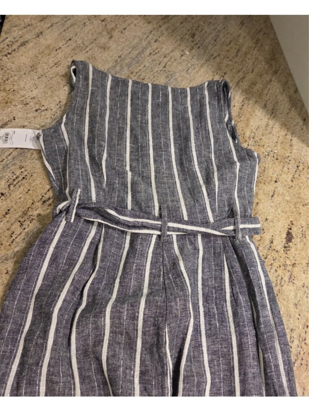 New! Vylette Size M Gray Silver Linen Blend Belted Jumpsuit Wide Leg Sleeveless - Picture 12 of 13